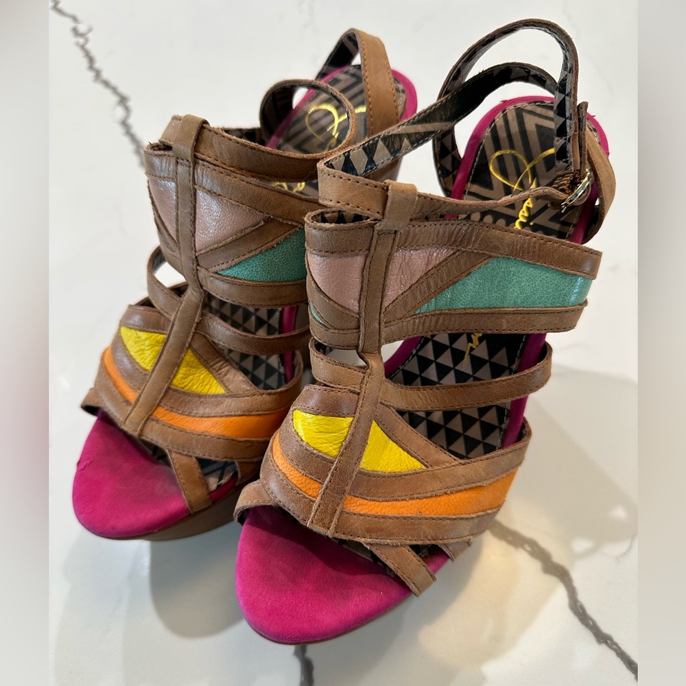 Jessica Simpson Multi Color and Leather Heels